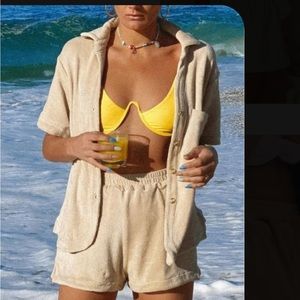 TAN / CAMEL COLOR TERRY CLOTH TWO PIECE SET 🌞